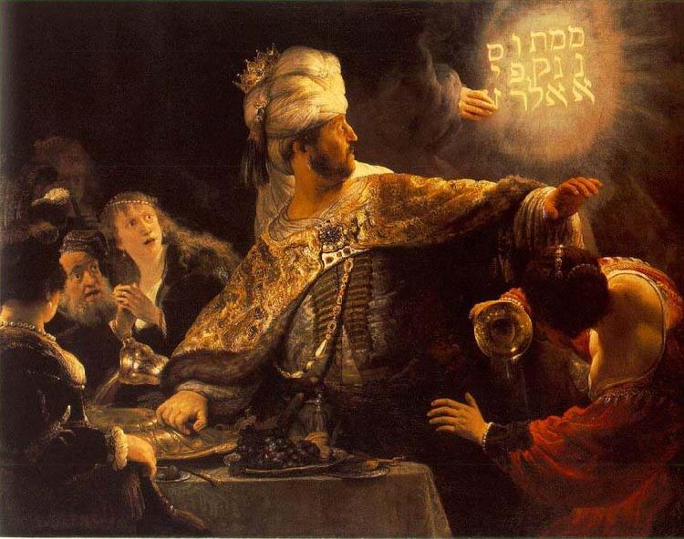 REMBRANDT Harmenszoon van Rijn Belshassar Feast, oil painting image